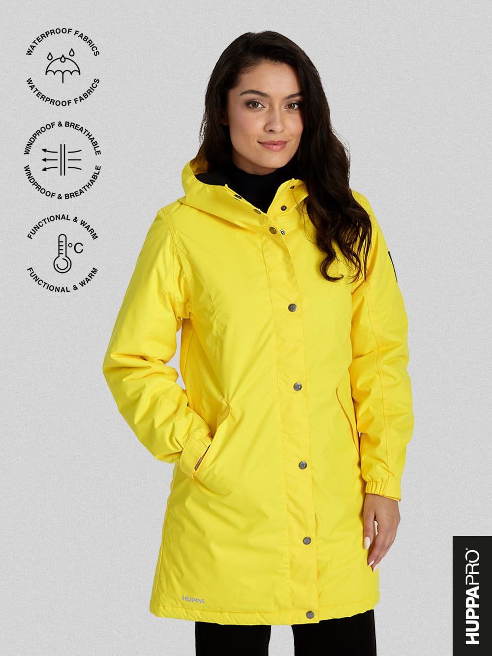 Weatherproof jackets and parkas for women