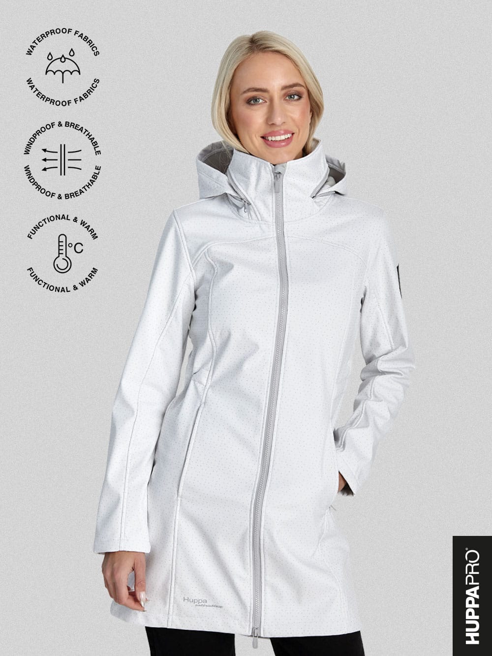 Weatherproof jackets and parkas for women