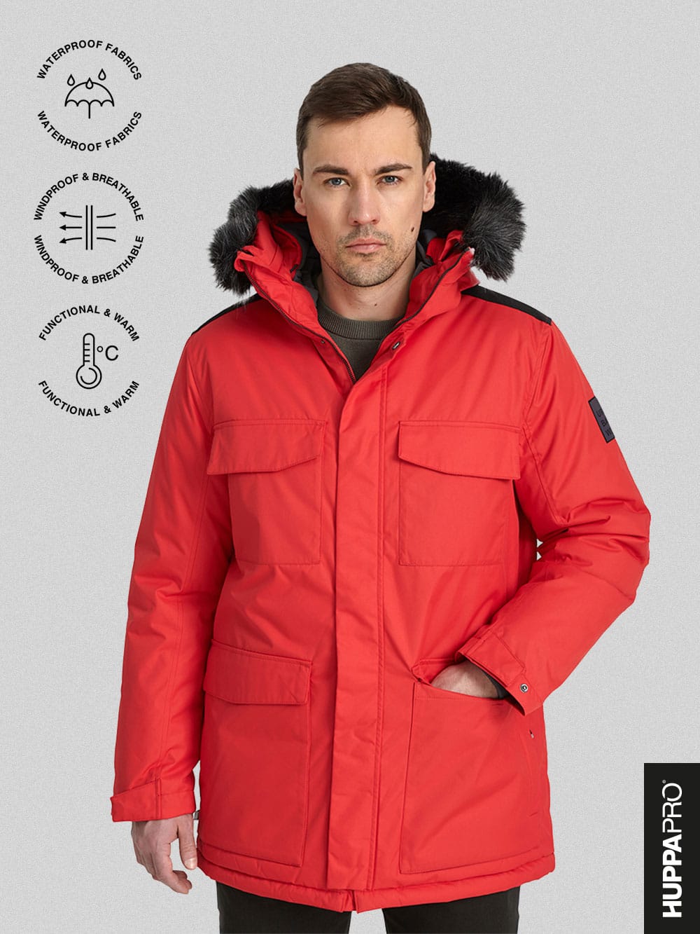 Weatherproof jackets and parkas for men