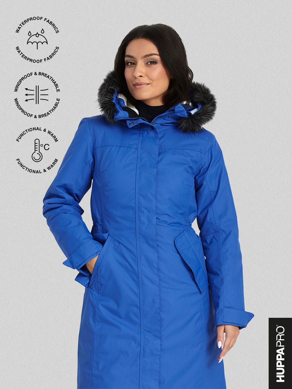 Weatherproof jackets and parkas for women